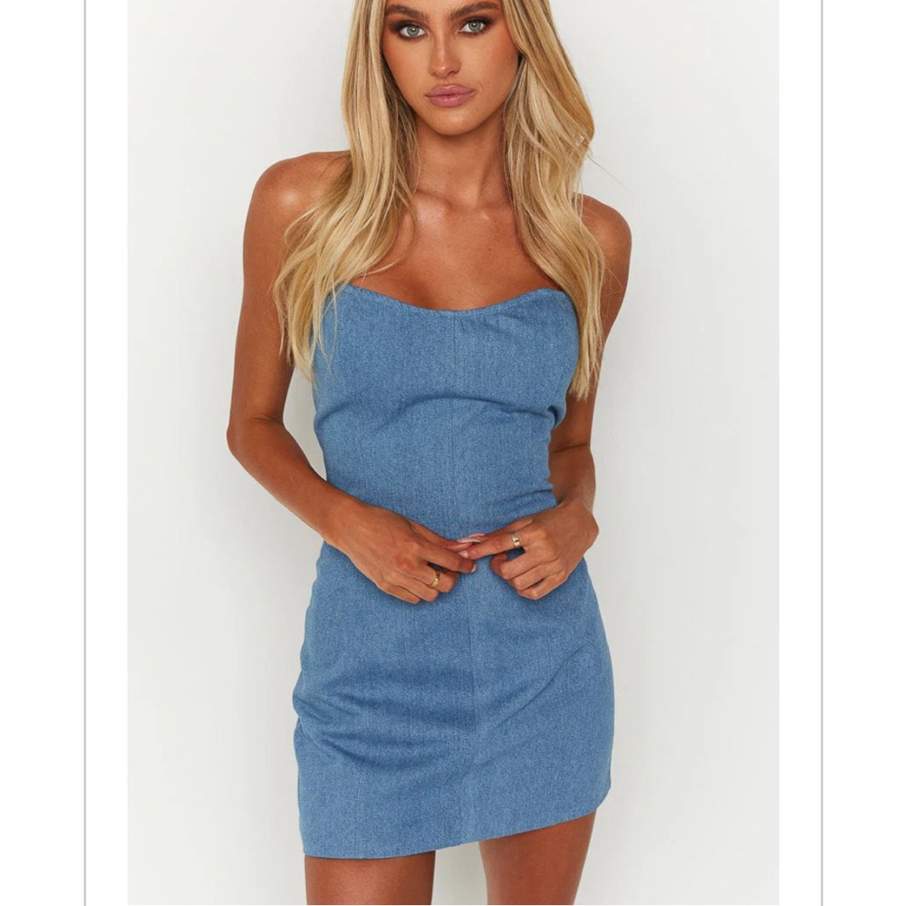 Beginning Boutique Strapless Denim Dress
